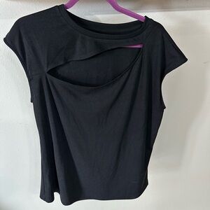 Black Muscle Tee with Cut-Out Detail